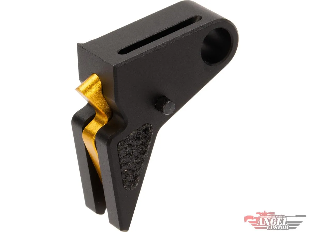 Angel Custom CNC Enhanced Flat Front Competition Style Trigger for KWA ATP Gas Blowback Airsoft Pistols - Black/Gold