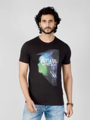 Black Printed Slim Fit T-shirt | JadeBlue