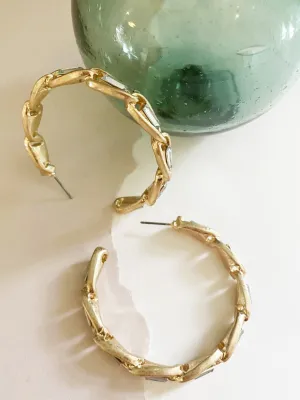 Christa Gold Link Hoops | Gold Chain and Crystal Hoop Earrings