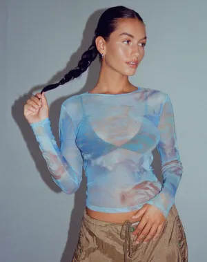 Elijah Crop Top in Digi Petal Blue