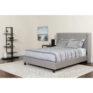 King Platform Bed Set-Gray HG-BMF-44-GG