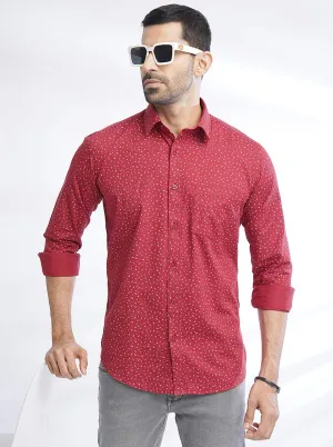 Red Printed Smart Fit Semi Casual Shirt | Greenfibre