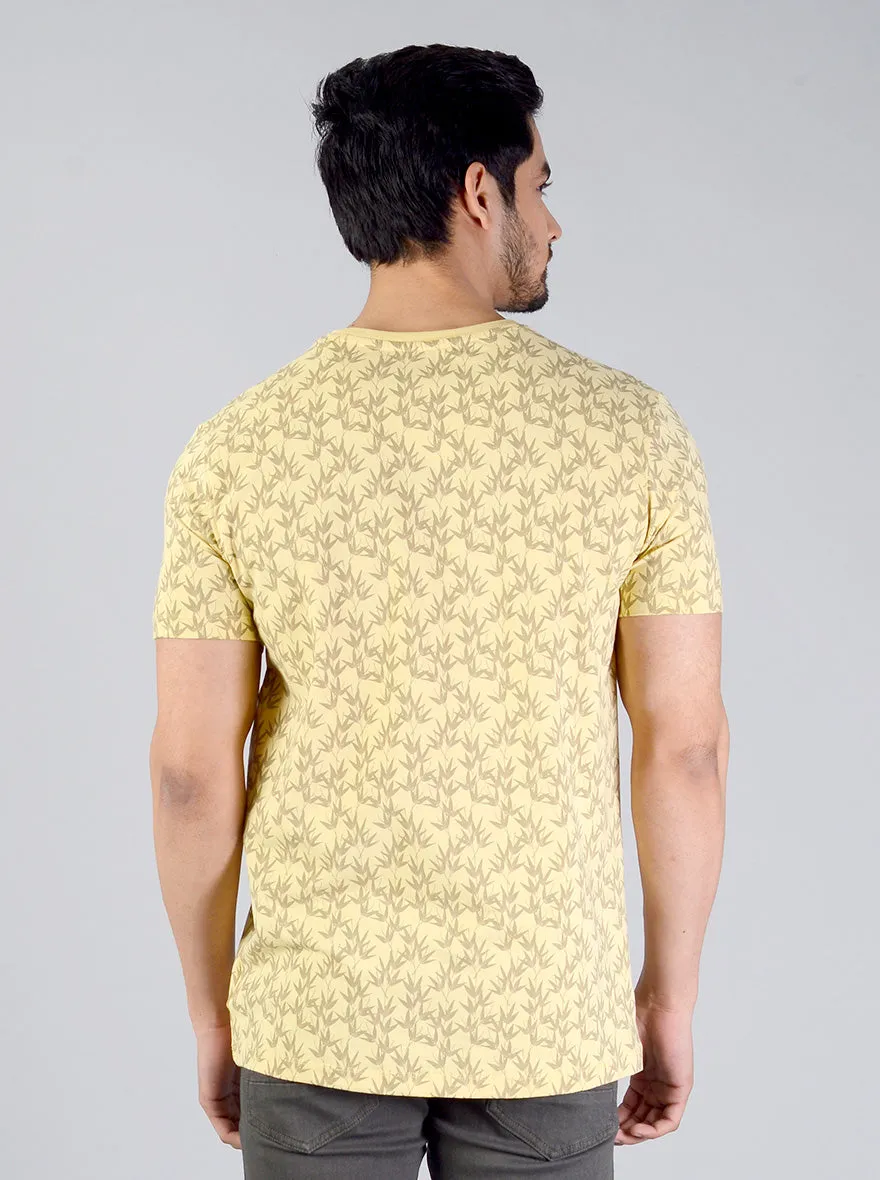 Sunshine Yellow Printed Slim Fit T-shirt | JadeBlue