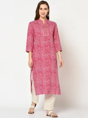 Women Fuchsia Pink Printed Kurta